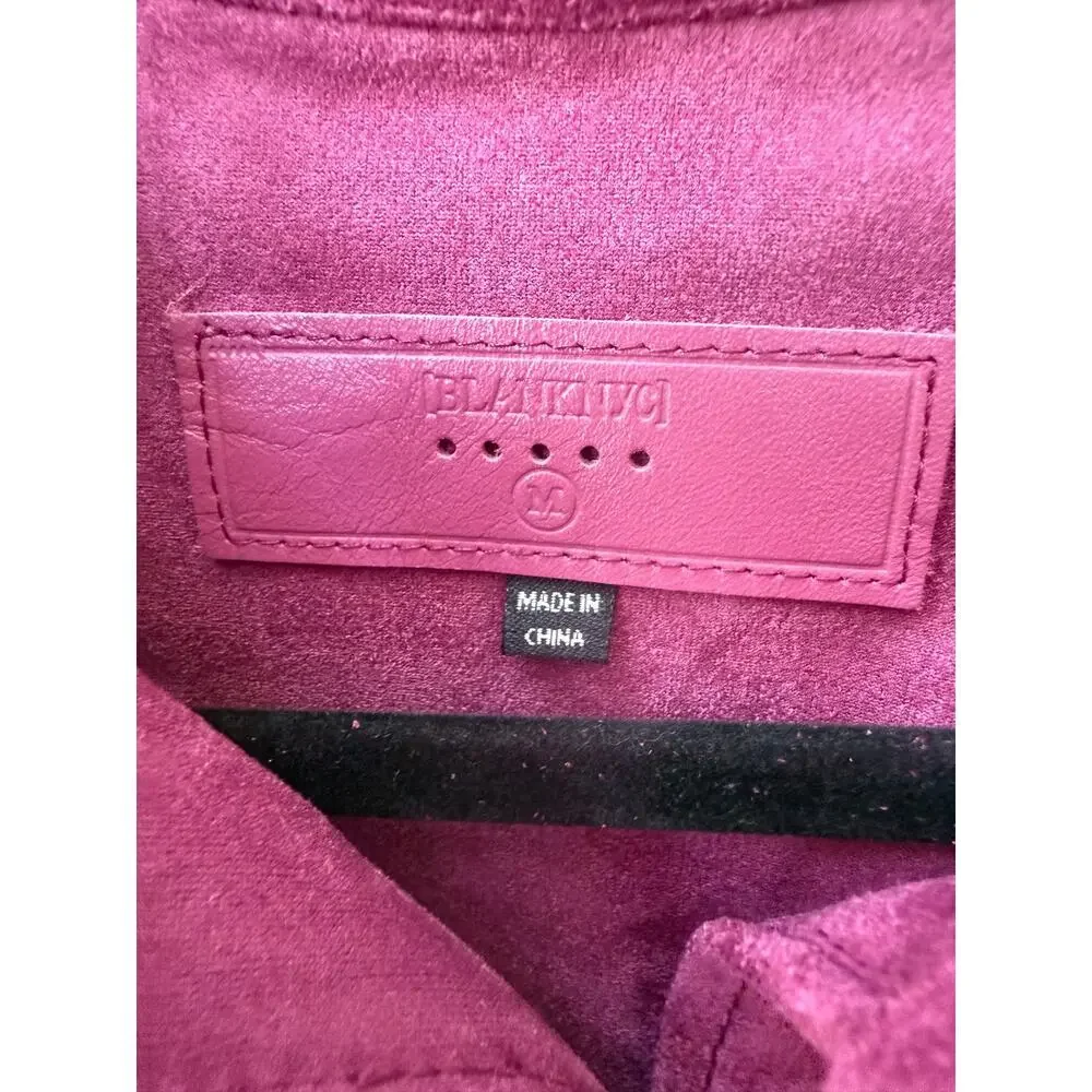 Blank NYC Free People Women's Pink Fringe Twist Shout Vegan Suede Jacket Size M